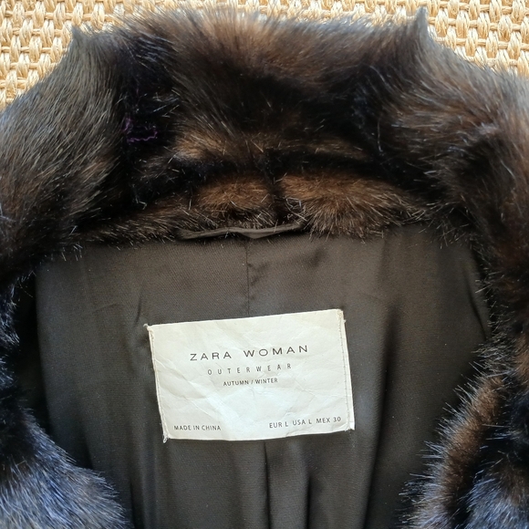 Zara faux fur mink black brown jacket/ coat - Picture 6 of 8